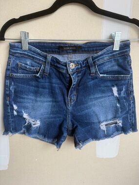 Flying Monkey Ripped Mid-Blue Denim Jean Shorts